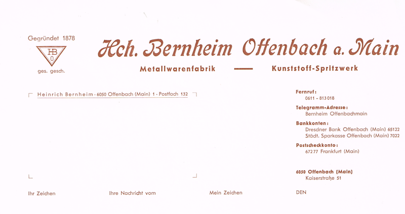 Briefkopf Firma Bernheim